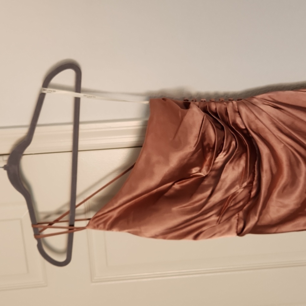 ✨️ GALINA SIGNATURE charmeuse draped one-shoulder Quartz Slit Maxi Dress. Sz 6 - Picture 5 of 13